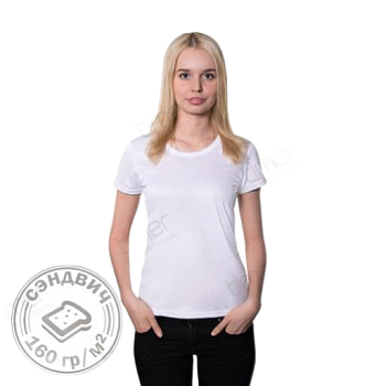Футболка женская (О) сэндвич, хлопок и ПЭ, 160 г/м.кв., 52 (2XL) Футболка женская (О) сэндвич, хлопок и ПЭ, 160 г/м.кв., 52 (2XL)