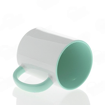 Кружка керамика белая, внутри и ручка мятная стандарт 330мл