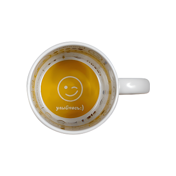 Кружка керамика белая принт внутри "Улыбнись" 330мл
 Кружка керамика белая принт внутри "Улыбнись" 330мл