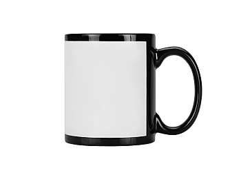 Кружка керамика черная, с белым полем для печати премиум 330мл.