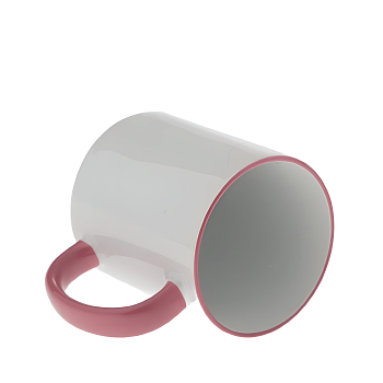 Кружка керамика белая, ободок и ручка розовая стандарт 330мл.