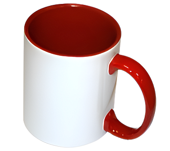 Кружка керамика белая, внутри и ручка красная стандарт 330мл.