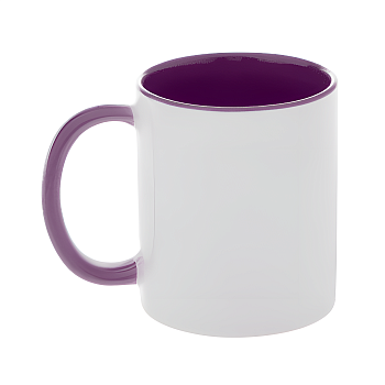 Кружка керамика белая, внутри и ручка фиолетовая стандарт 330мл