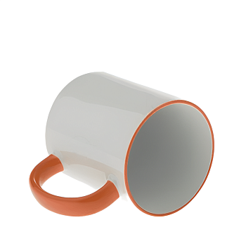 Кружка керамика белая, ободок и ручка оранжевая стандарт 330мл.