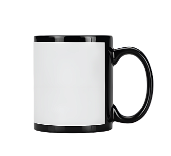 Кружка керамика черная, с белым полем для печати стандарт 330мл