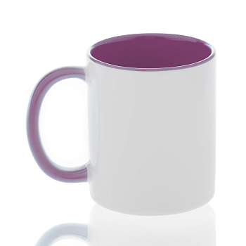 Кружка керамика белая, внутри и ручка лавандовая стандарт 330мл.