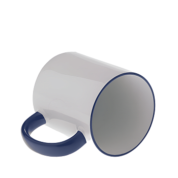 Кружка керамика белая, ободок и ручка синие стандарт 330мл.